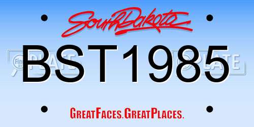 BST1985 South Dakota License Plate
