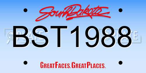 BST1988 South Dakota License Plate