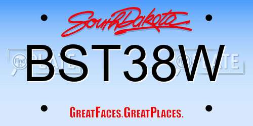 BST38W South Dakota License Plate