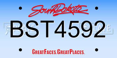 BST4592 South Dakota License Plate