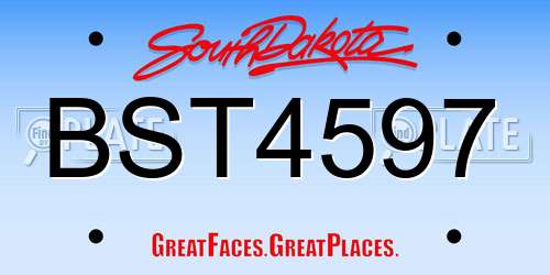 BST4597 South Dakota License Plate
