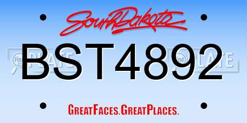 BST4892 South Dakota License Plate