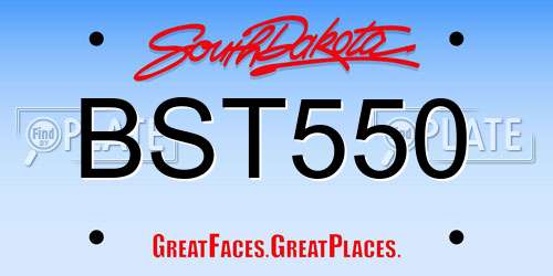 BST550 South Dakota License Plate