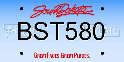 BST580 South Dakota License Plate
