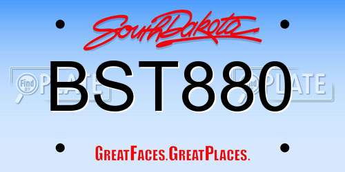 BST880 South Dakota License Plate