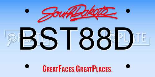 BST88D South Dakota License Plate
