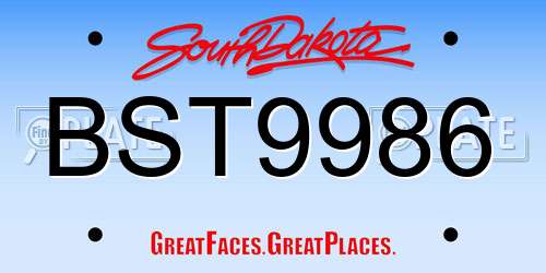 BST9986 South Dakota License Plate