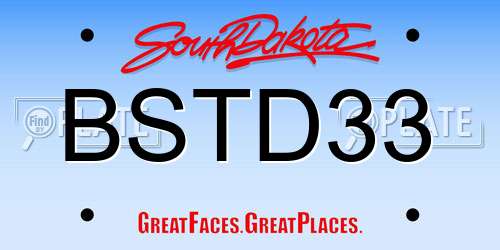BSTD33 South Dakota License Plate