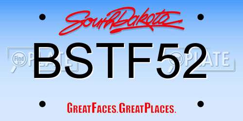 BSTF52 South Dakota License Plate