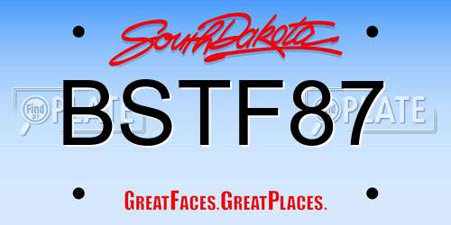 BSTF87 South Dakota License Plate