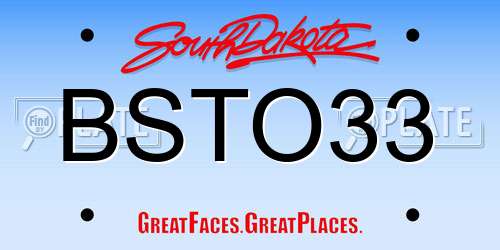 BSTO33 South Dakota License Plate
