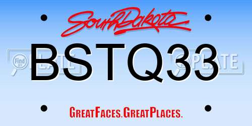 BSTQ33 South Dakota License Plate