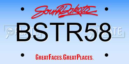 BSTR58 South Dakota License Plate