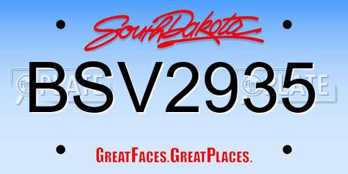 BSV2935 South Dakota License Plate