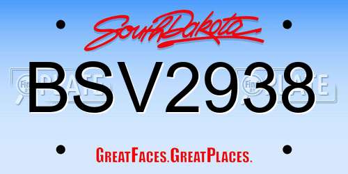 BSV2938 South Dakota License Plate