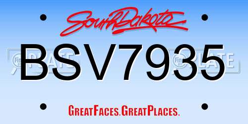 BSV7935 South Dakota License Plate