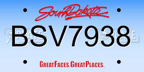 BSV7938 South Dakota License Plate