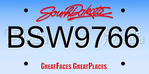 BSW9766 South Dakota License Plate