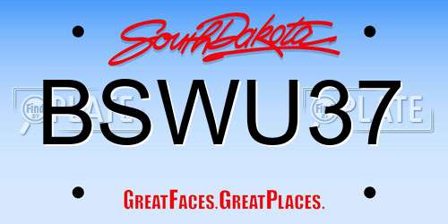 BSWU37 South Dakota License Plate