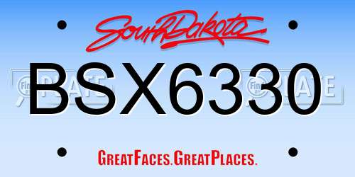 BSX6330 South Dakota License Plate