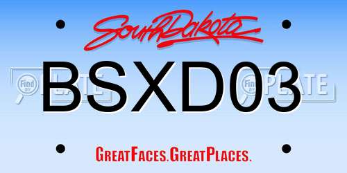 BSXD03 South Dakota License Plate