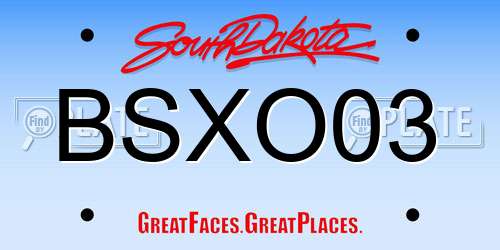BSXO03 South Dakota License Plate