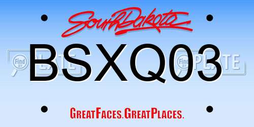 BSXQ03 South Dakota License Plate