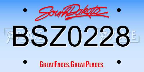 BSZ0228 South Dakota License Plate