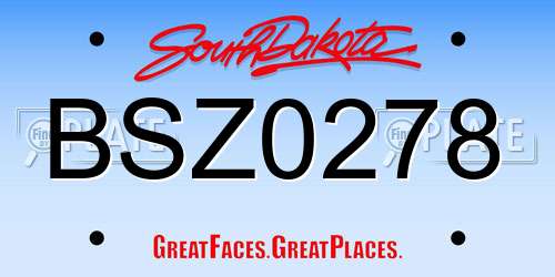 BSZ0278 South Dakota License Plate