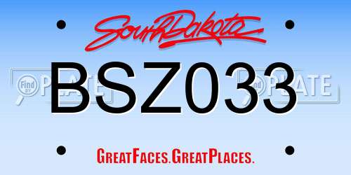 BSZ033 South Dakota License Plate