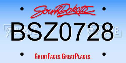 BSZ0728 South Dakota License Plate