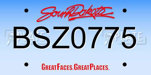 BSZ0775 South Dakota License Plate