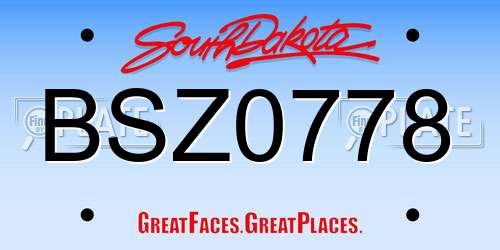 BSZ0778 South Dakota License Plate