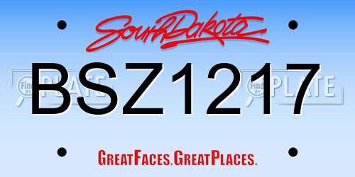 BSZ1217 South Dakota License Plate