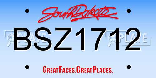 BSZ1712 South Dakota License Plate