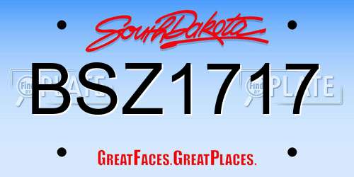 BSZ1717 South Dakota License Plate