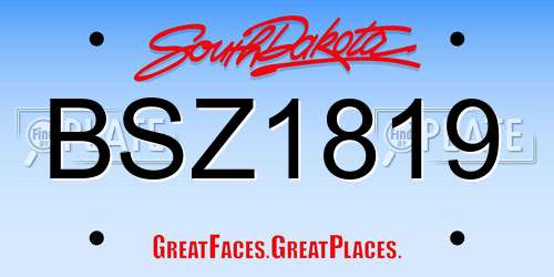 BSZ1819 South Dakota License Plate