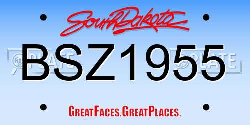 BSZ1955 South Dakota License Plate