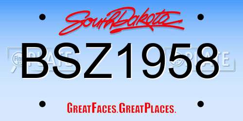 BSZ1958 South Dakota License Plate