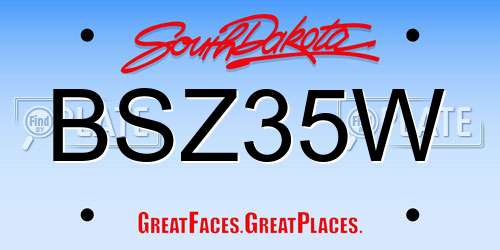 BSZ35W South Dakota License Plate