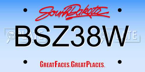 BSZ38W South Dakota License Plate