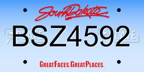 BSZ4592 South Dakota License Plate