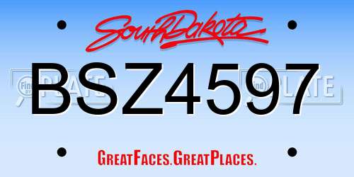 BSZ4597 South Dakota License Plate