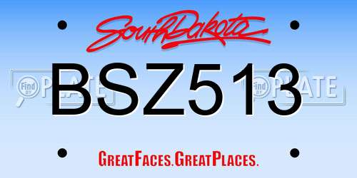 BSZ513 South Dakota License Plate
