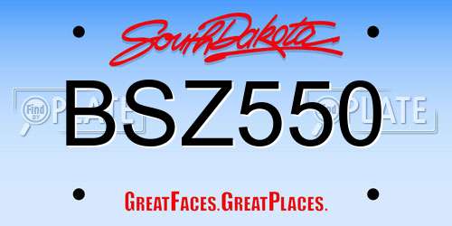 BSZ550 South Dakota License Plate