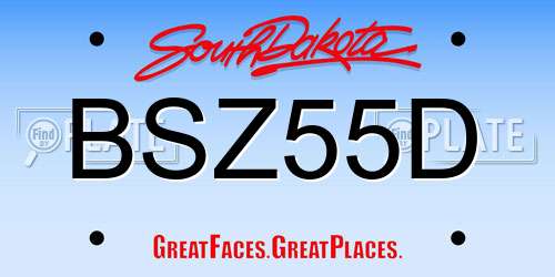BSZ55D South Dakota License Plate