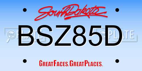 BSZ85D South Dakota License Plate