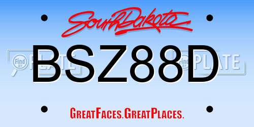 BSZ88D South Dakota License Plate