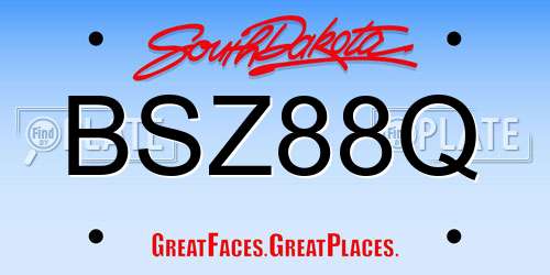 BSZ88Q South Dakota License Plate
