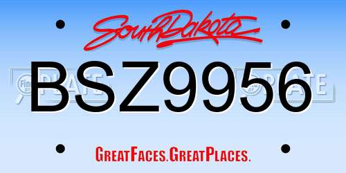 BSZ9956 South Dakota License Plate